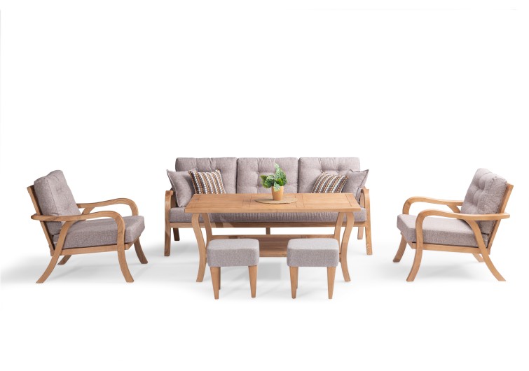 Anka Ahşap Balkon Takımı ( 3+1+1+masa+2 puf )